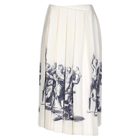 CÉLINE ETCHING PRINT SILK MIDI PLEATED WRAP SKIRT SIZE 40 BY PHOEBE PHILO - Picture 3 of 11